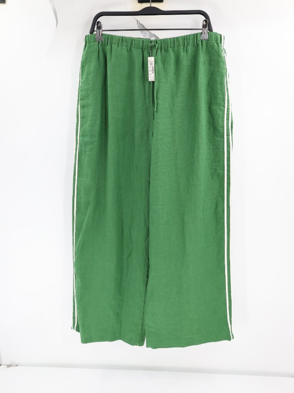 NWT Madewell Pants Womens XL L27 Pull On Linen High Rise Wide Leg Track Green